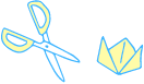 ハサミと折り紙のイラスト